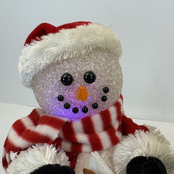 Vtg Lighted Animated Music Snowman Duo Melted Plastic Popcorn Winter Wonderland - Picture 3 of 14